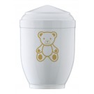 Urne enfant blanche avec ourson marron
