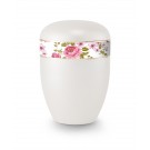 Urne biodégradable Blanc nacré avec Pivoine